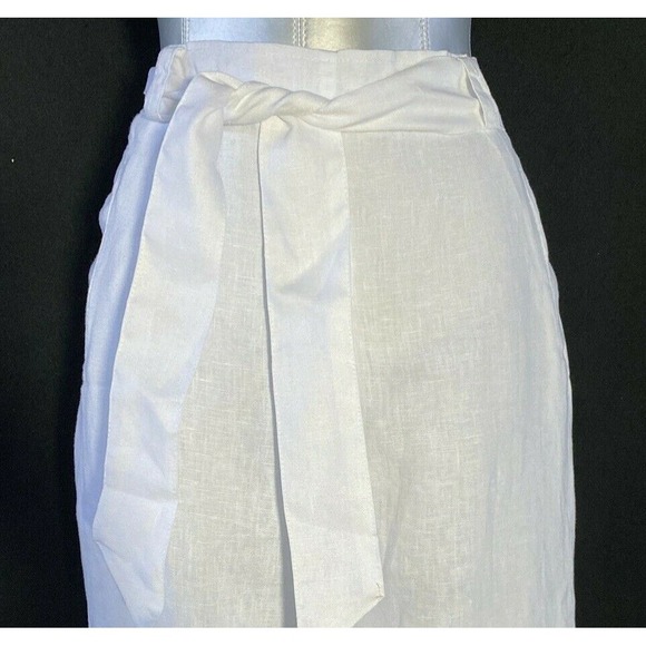 NWT PECK PECK Pants XL White Linen Resort Hi Waist Belt Pocket Business Vacation - Picture 3 of 6